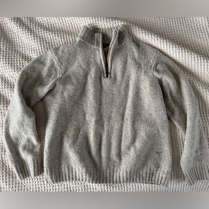 Italian wool gray/ beige quarter zip sweater